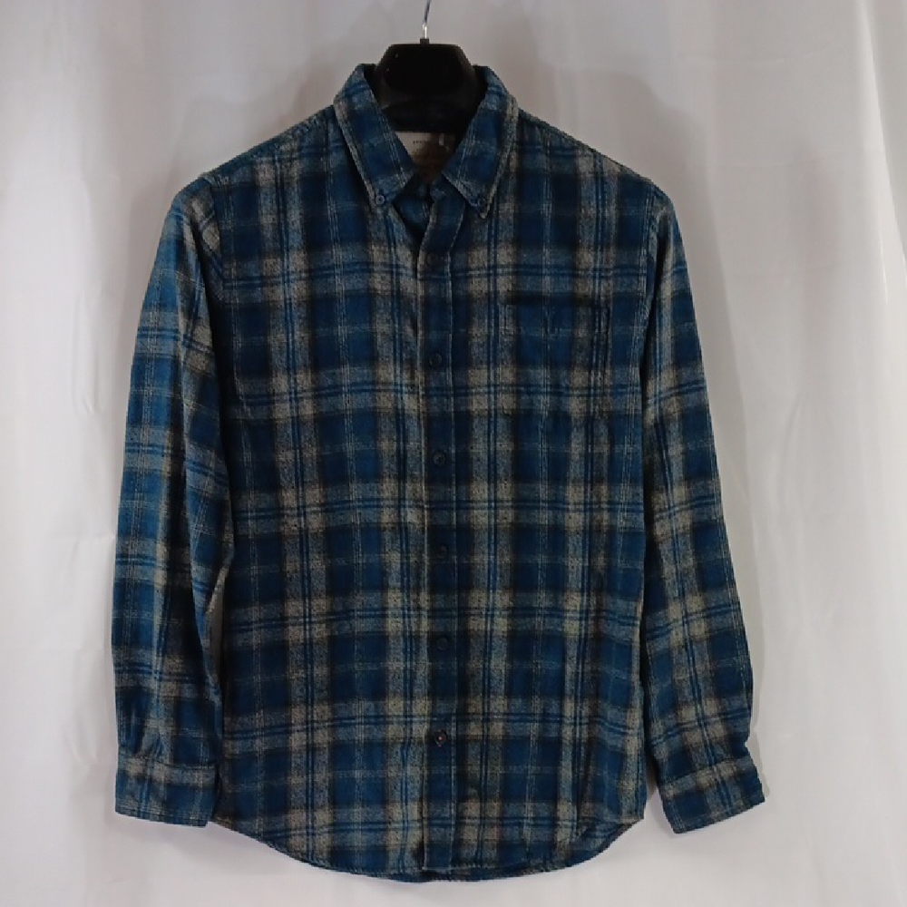Weatherproof Blue Plaid Shirt Men's Size Medium Button Up *